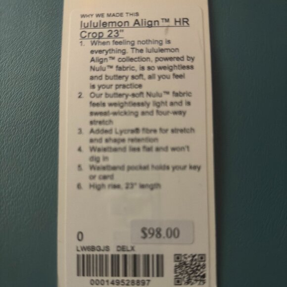 Brand New with Tag Lululemon Cropped Jogger size 0 - Picture 2 of 2